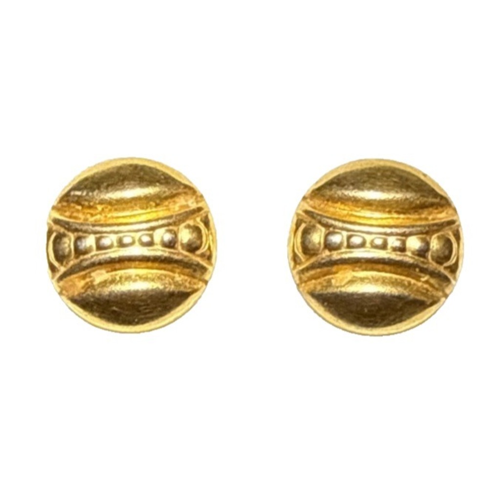 Vintage Simply Whispers Round Gold Tone Textured Stud Earrings J19-2